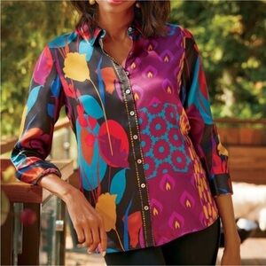 Soft Surroundings Champlain 100% silk blouse Size Medium